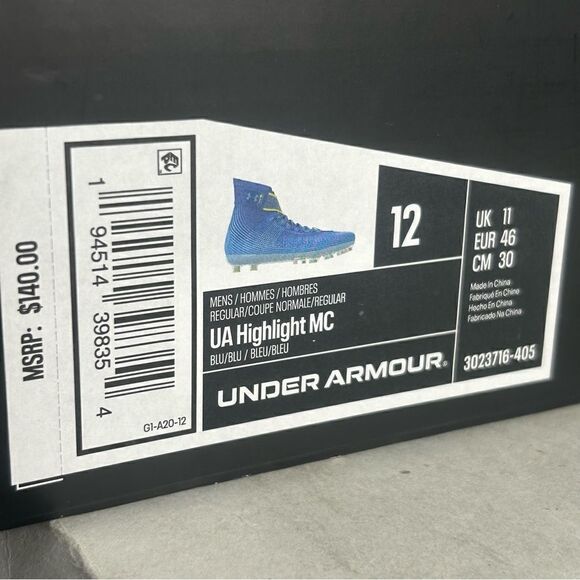 NEW Under Armour Highlight MC Men’s Football Cleats Blue Size 12 3023716-405 - Picture 8 of 9